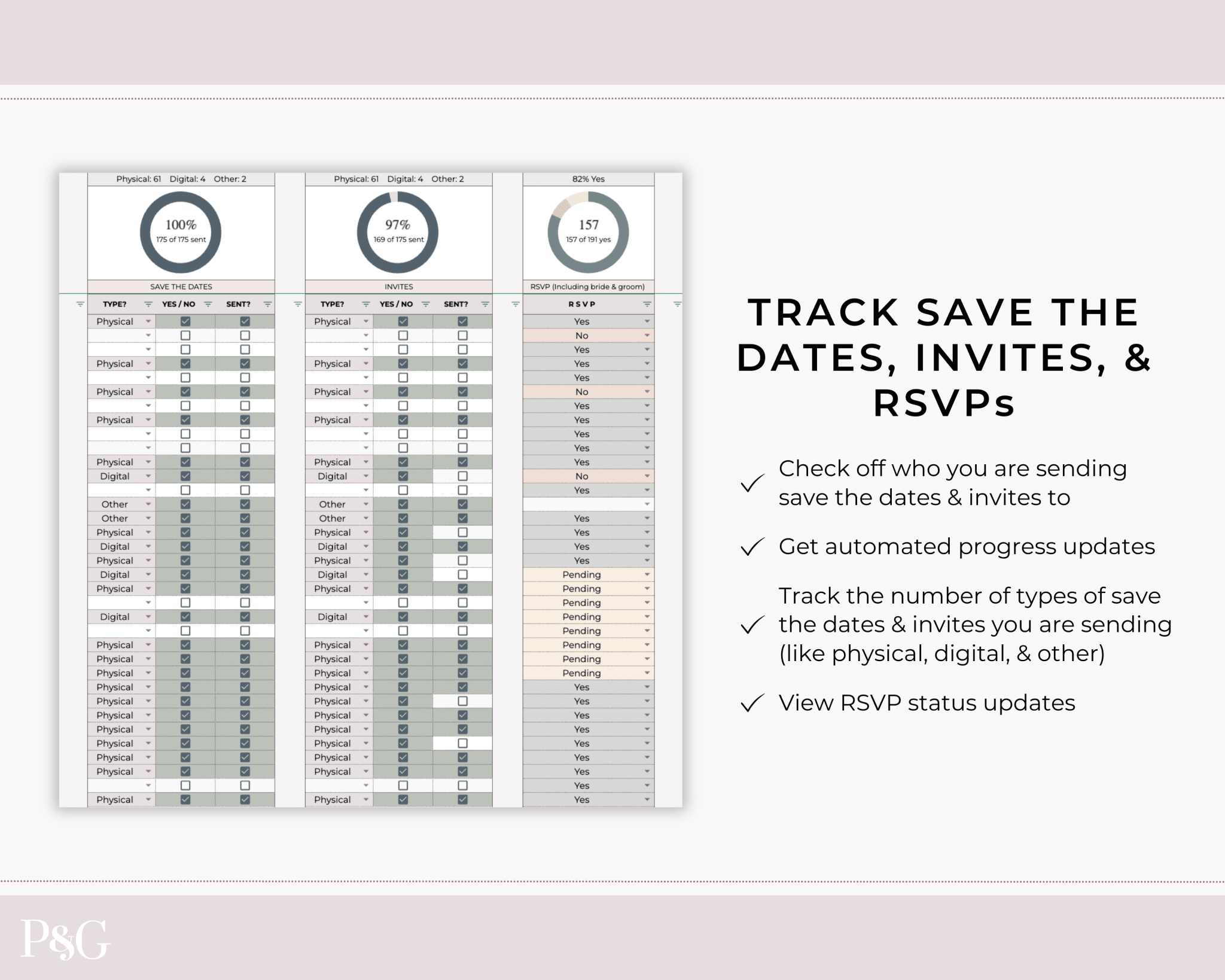 Wedding Planner Spreadsheet Template For Google Sheets (Version 2.0) - Palm &amp; Grace