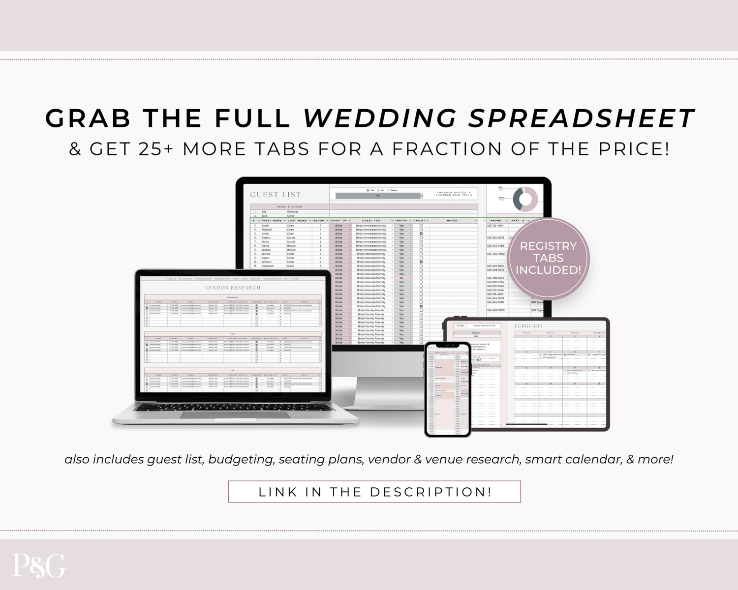 Wedding Registry Planner Template For Google Sheets - Palm &amp; Grace