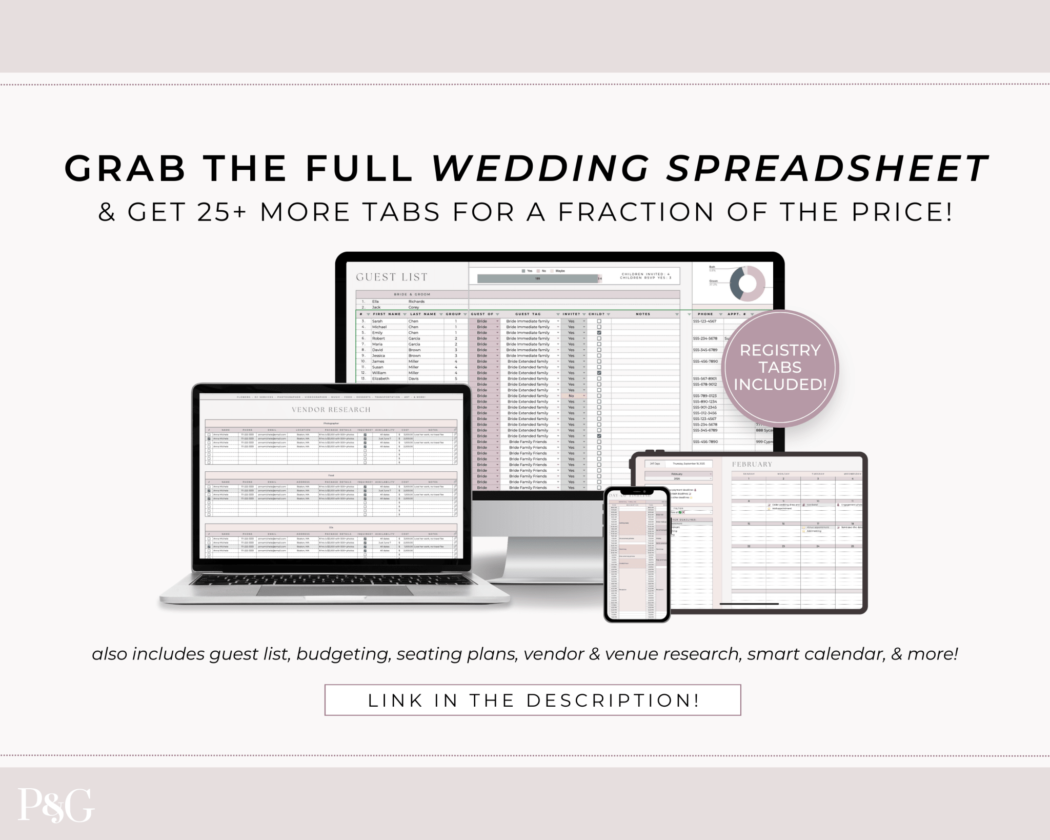Wedding Registry Planner Template For Google Sheets - Palm &amp; Grace
