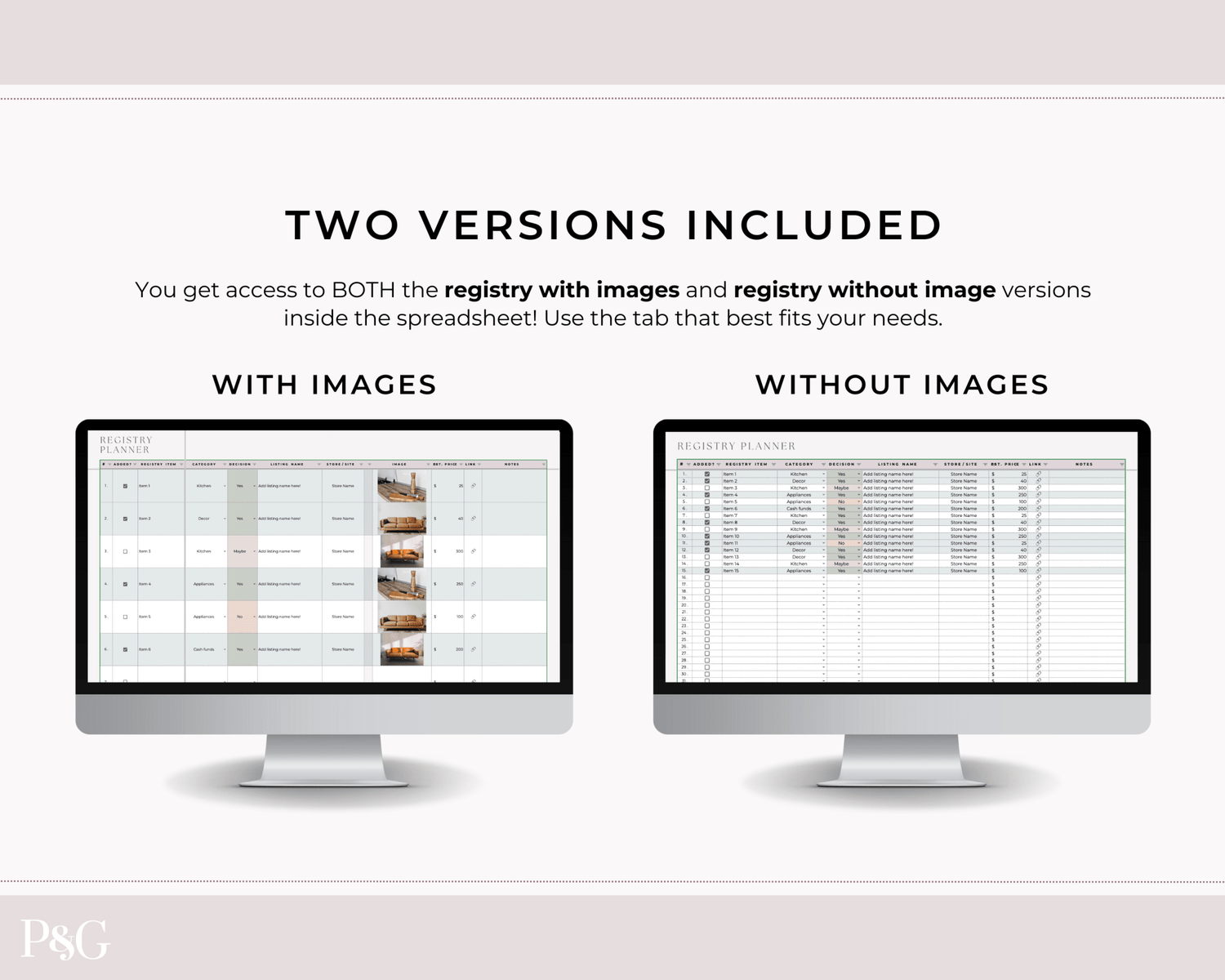 Wedding Registry Planner Template For Google Sheets - Palm &amp; Grace