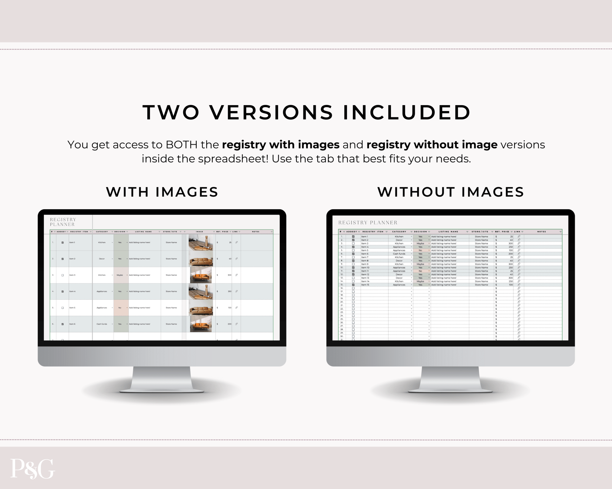 Wedding Registry Planner Template For Google Sheets - Palm &amp; Grace