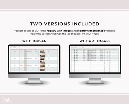 Wedding Registry Planner Template For Google Sheets - Palm &amp; Grace