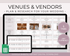Wedding Venue and Vendor Comparison Spreadsheet for Google Sheets - Palm & Grace