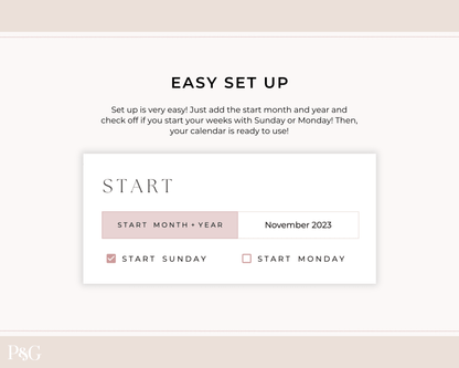 Yearly Calendar Spreadsheet Template for Google Sheets - Palm &amp; Grace 