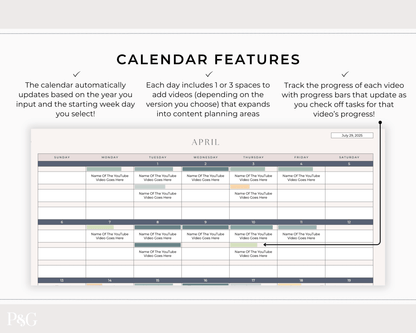 YouTube Planner Spreadsheet Template For Google Sheets - Palm &amp; Grace