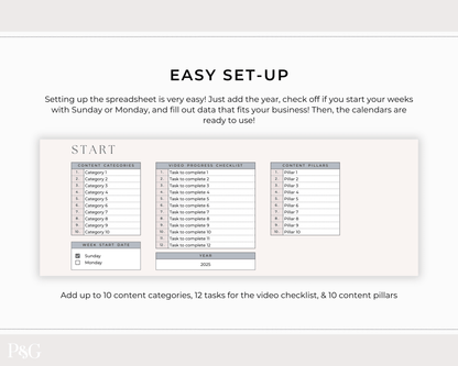 YouTube Planner Spreadsheet Template For Google Sheets - Palm &amp; Grace