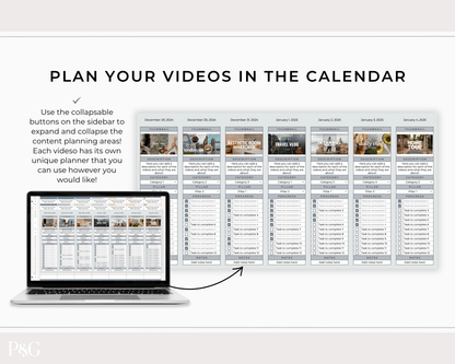 YouTube Planner Spreadsheet Template For Google Sheets - Palm &amp; Grace